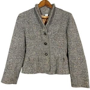 Vintage Tweed Blazer Waist Jacket Triple Button Long Sleeve - 10